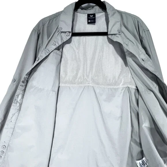 White Sierra Outdoor Shirt Beige Medium Fishing Hiking Vented Rolled Sleeves - Picture 9 of 16